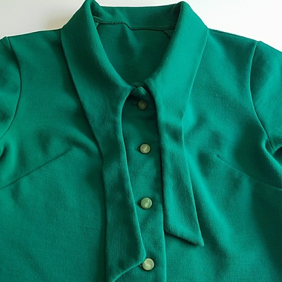 Vintage 50s Green Knit Cropped Sweater Small - Picture 5 of 6